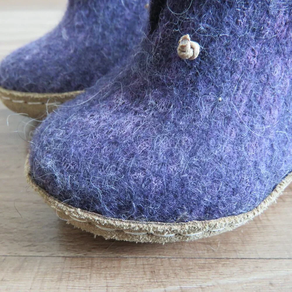 GLERUPS Slip On Purple 100% Natural Wool Slipper Booties Boots Baby Size US 5.5 - Picture 3 of 10